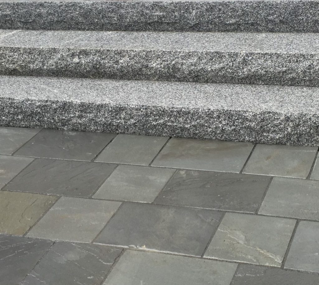 granite steps with bluestone pathway